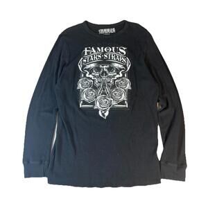 Y2K Famous Stars And Straps Thermal Shirt Men’s 2XL XXL black Long Sleeve Waffle